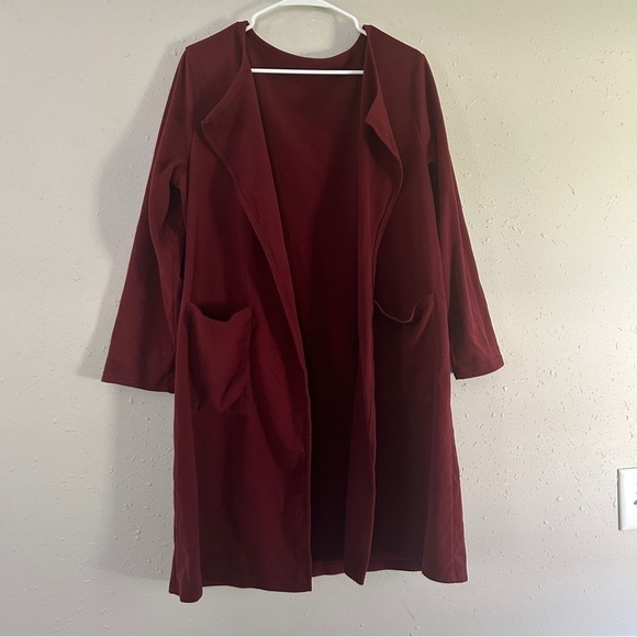 Maroon Red Duster Cardigan Comfy Casual XL - Picture 1 of 6